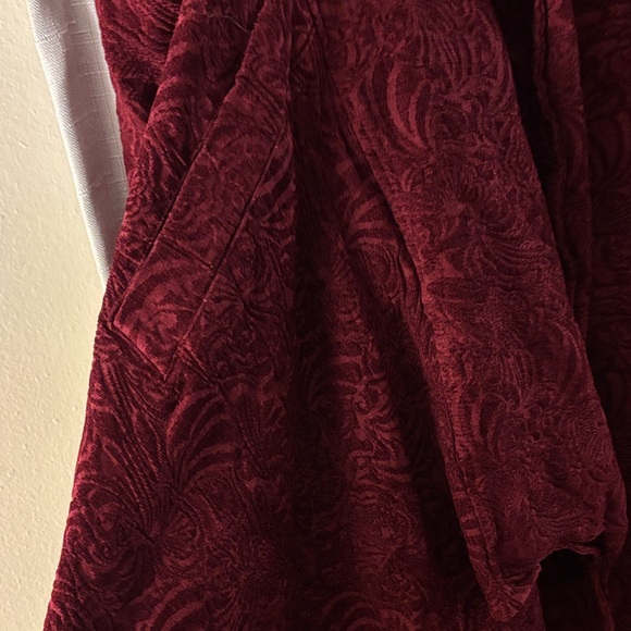 Dark Red Cotton‎ Jacquard Rayon Whimsigoth Tailcoat Witchy Coat  - XL - 90’s Vtg - Picture 4 of 9